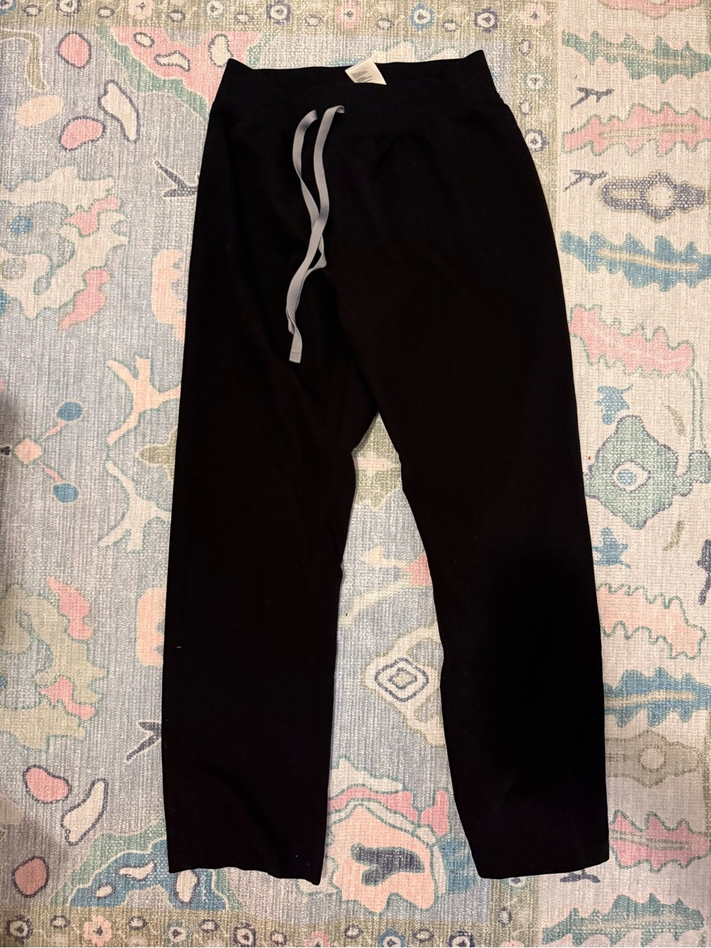FIGS Black Pull-On Jogger Pants with Gray Drawstring